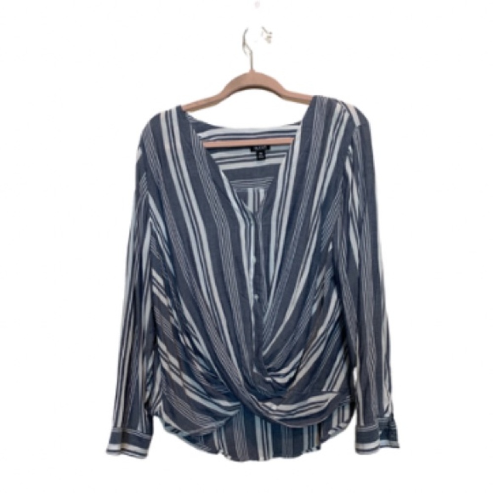 Blue and white striped blouse